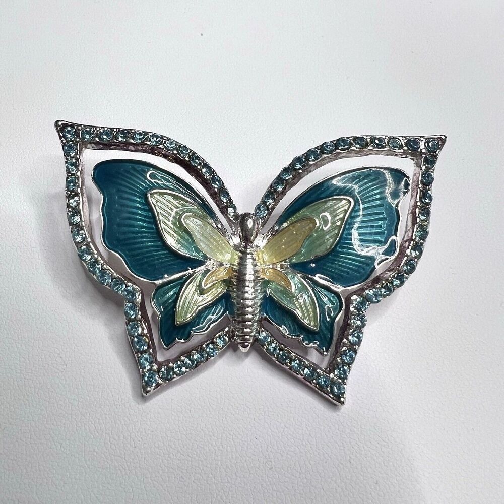 Vintage Napier Brooch Pin Green Butterfly Rhinestones Classic Jewelry - Picture 12 of 14
